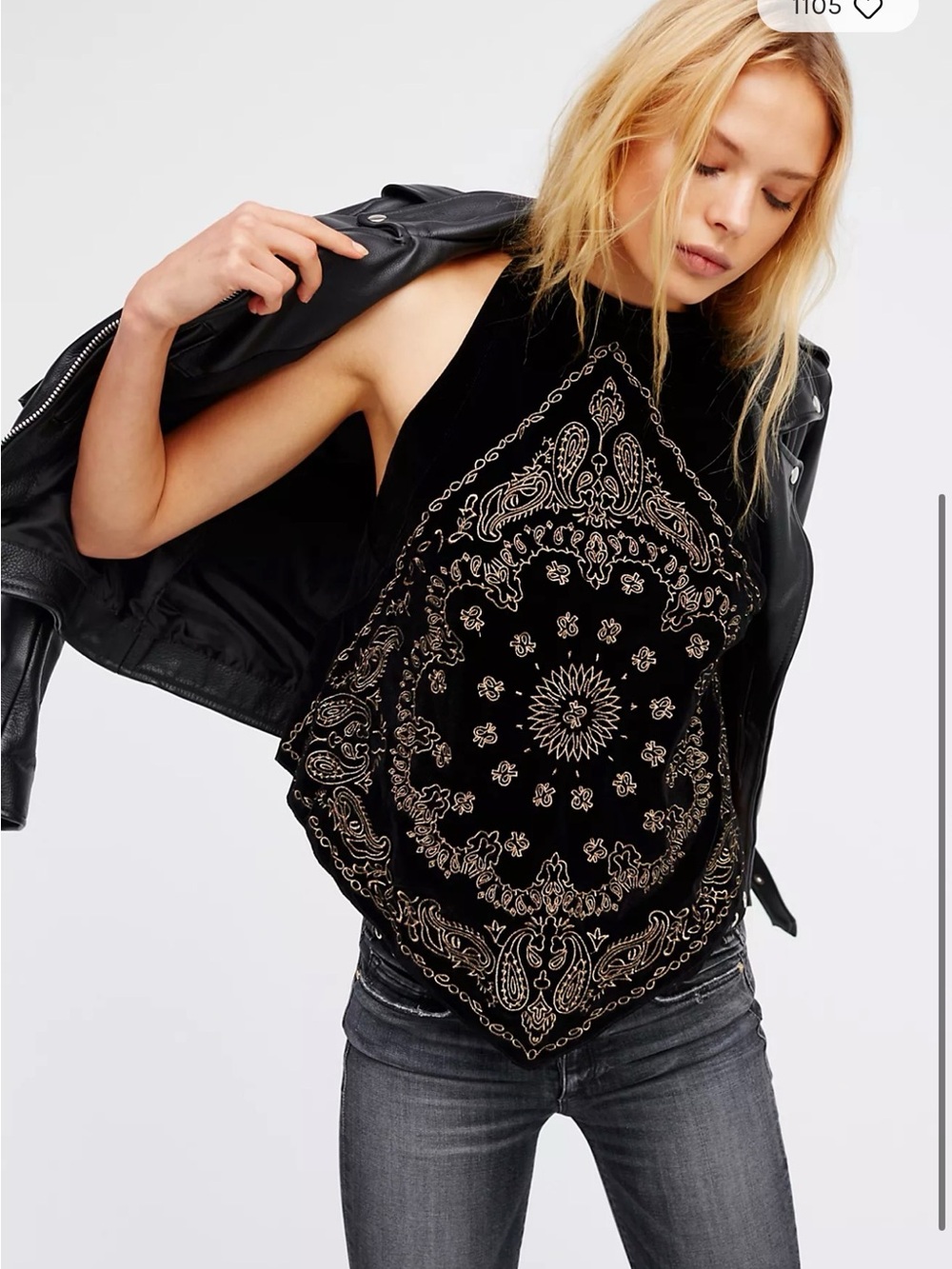 Free People Black Velvet bandana Halter top